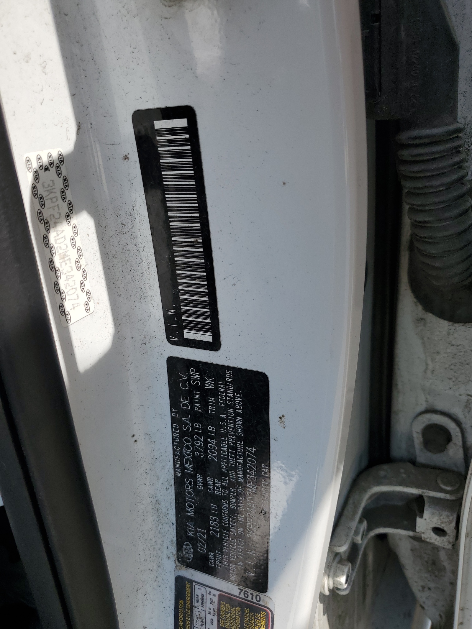 3KPF24AD2ME342074 2021 Kia Forte Fe