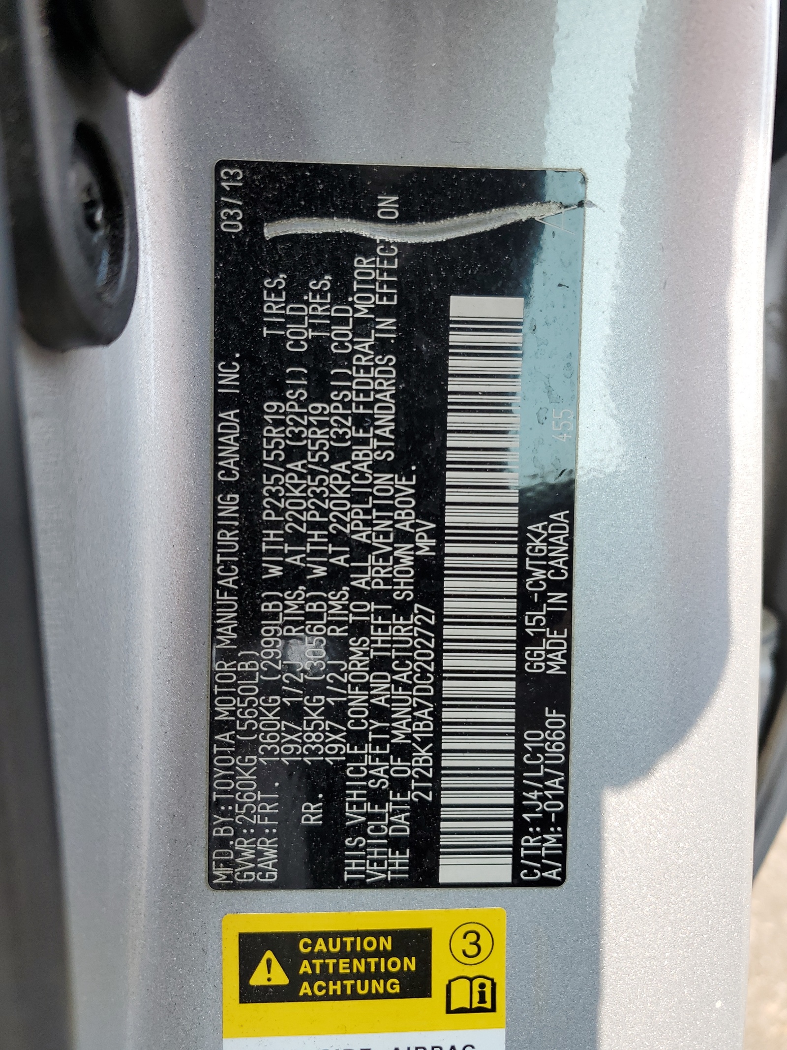 2T2BK1BA7DC202727 2013 Lexus Rx 350 Base