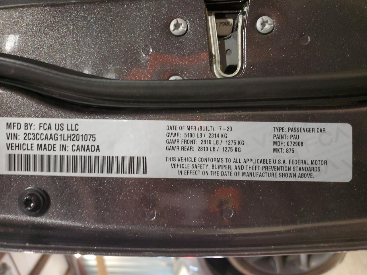 2020 Chrysler 300 Touring VIN: 2C3CCAAG1LH201075 Lot: 64494224