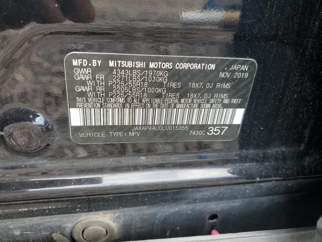 2020 Mitsubishi Outlander Sport Se VIN: JA4AP4AU0LU015355 Lot: 62390534