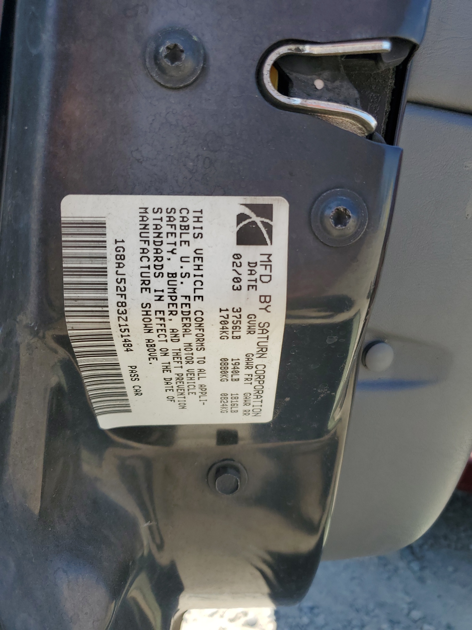 1G8AJ52F83Z151484 2003 Saturn Ion Level 2