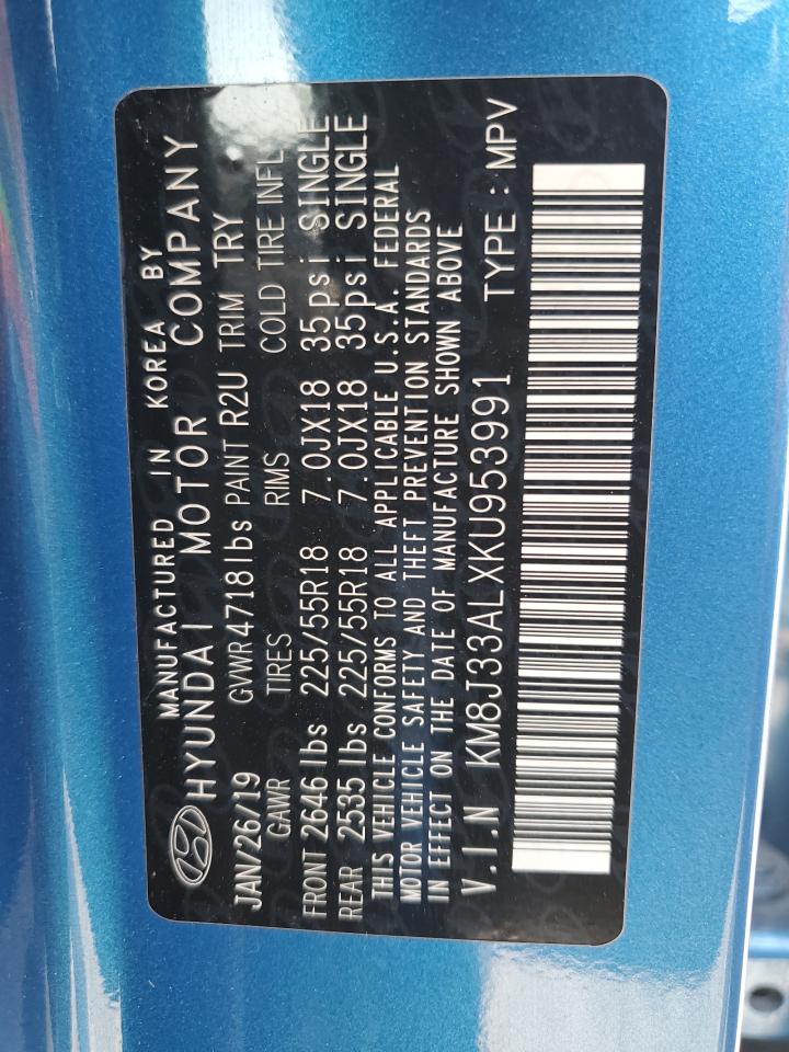 2019 Hyundai Tucson Limited VIN: KM8J33ALXKU953991 Lot: 64322274