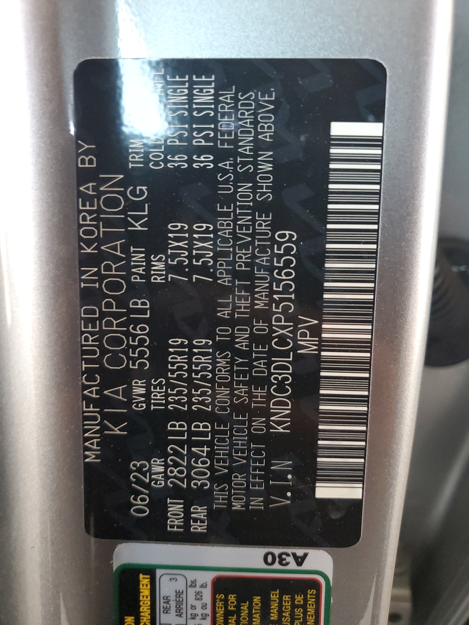 KNDC3DLCXP5156559 2023 Kia Ev6 Light