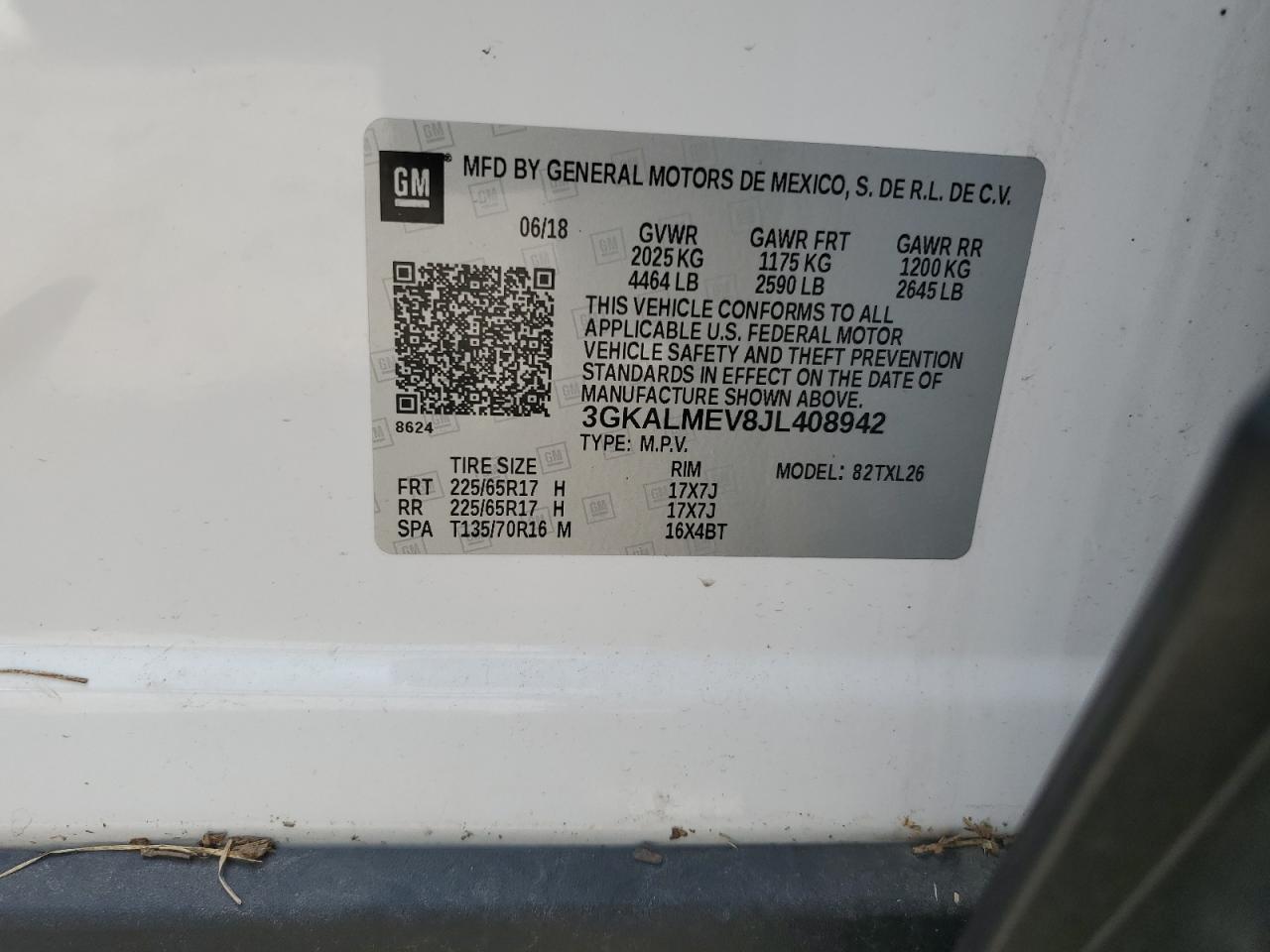 3GKALMEV8JL408942 2018 GMC Terrain Sle