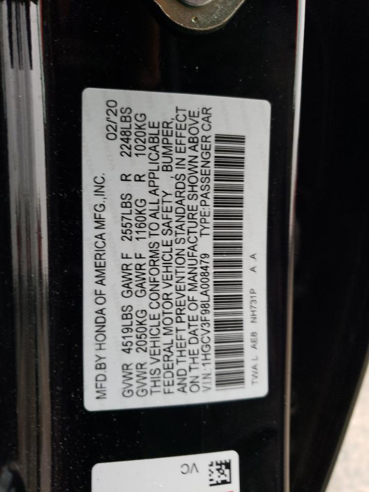 1HGCV3F98LA008479 2020 Honda Accord Touring Hybrid