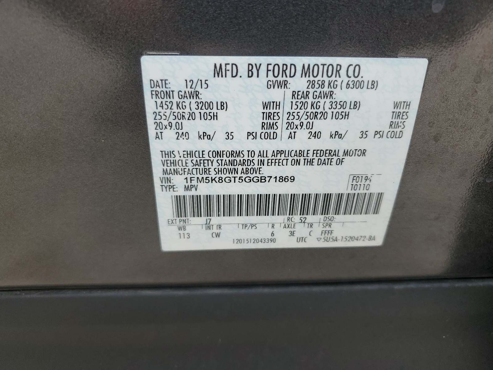 1FM5K8GT5GGB71869 2016 Ford Explorer Sport