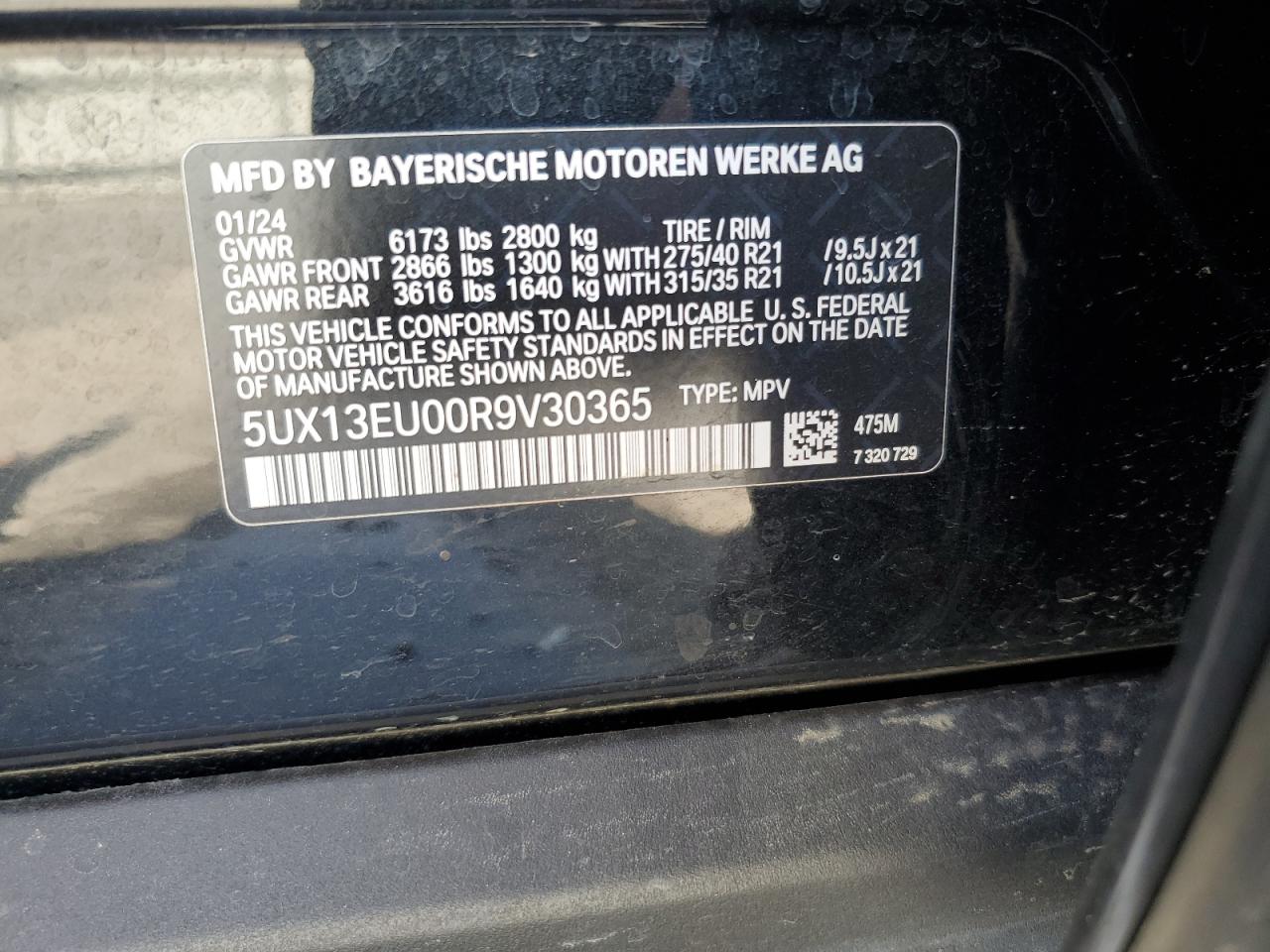 5UX13EU00R9V30365 2024 BMW X5 Sdrive 40I