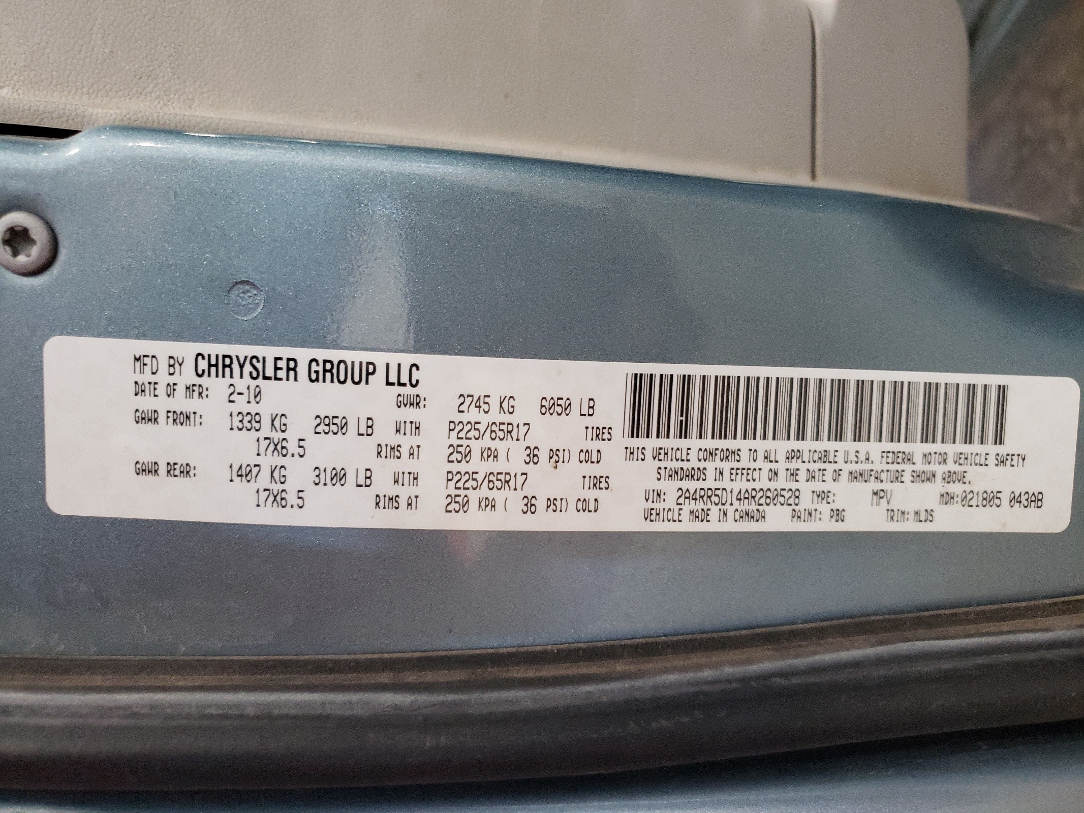 2A4RR5D14AR260528 2010 Chrysler Town & Country Touring