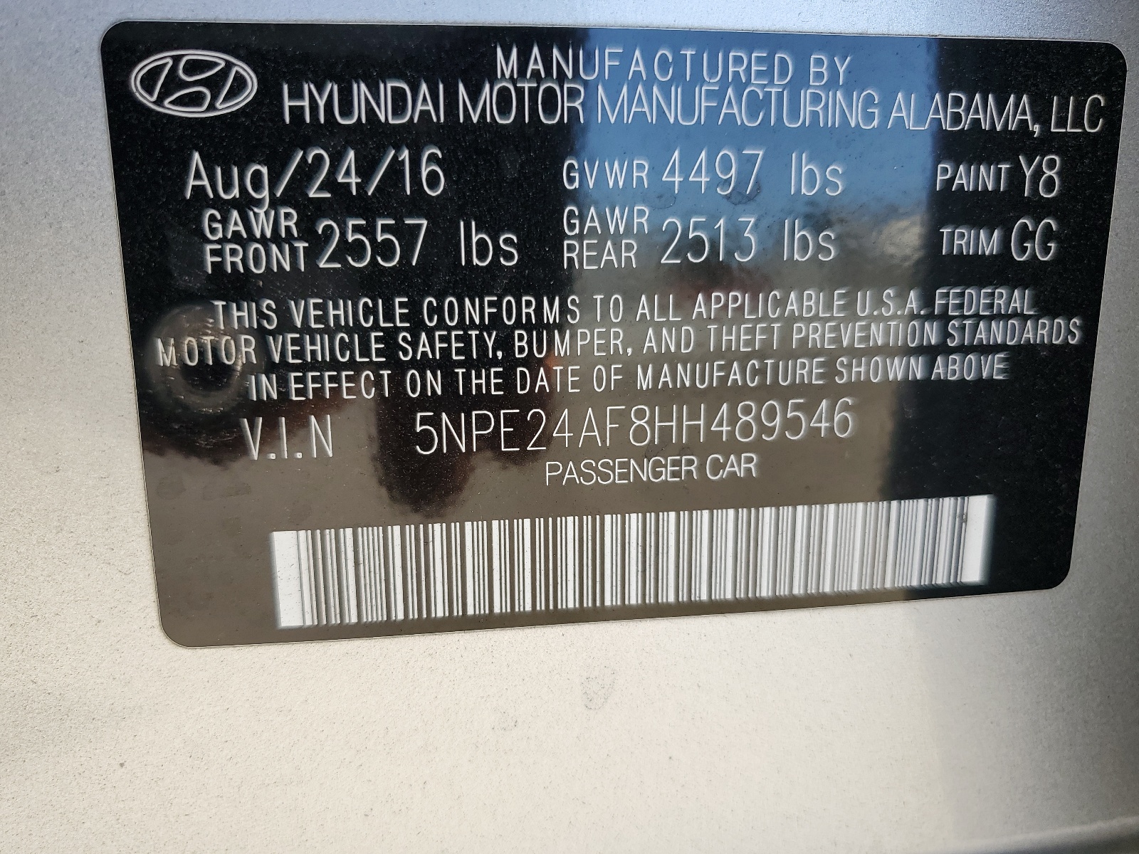 5NPE24AF8HH489546 2017 Hyundai Sonata Se