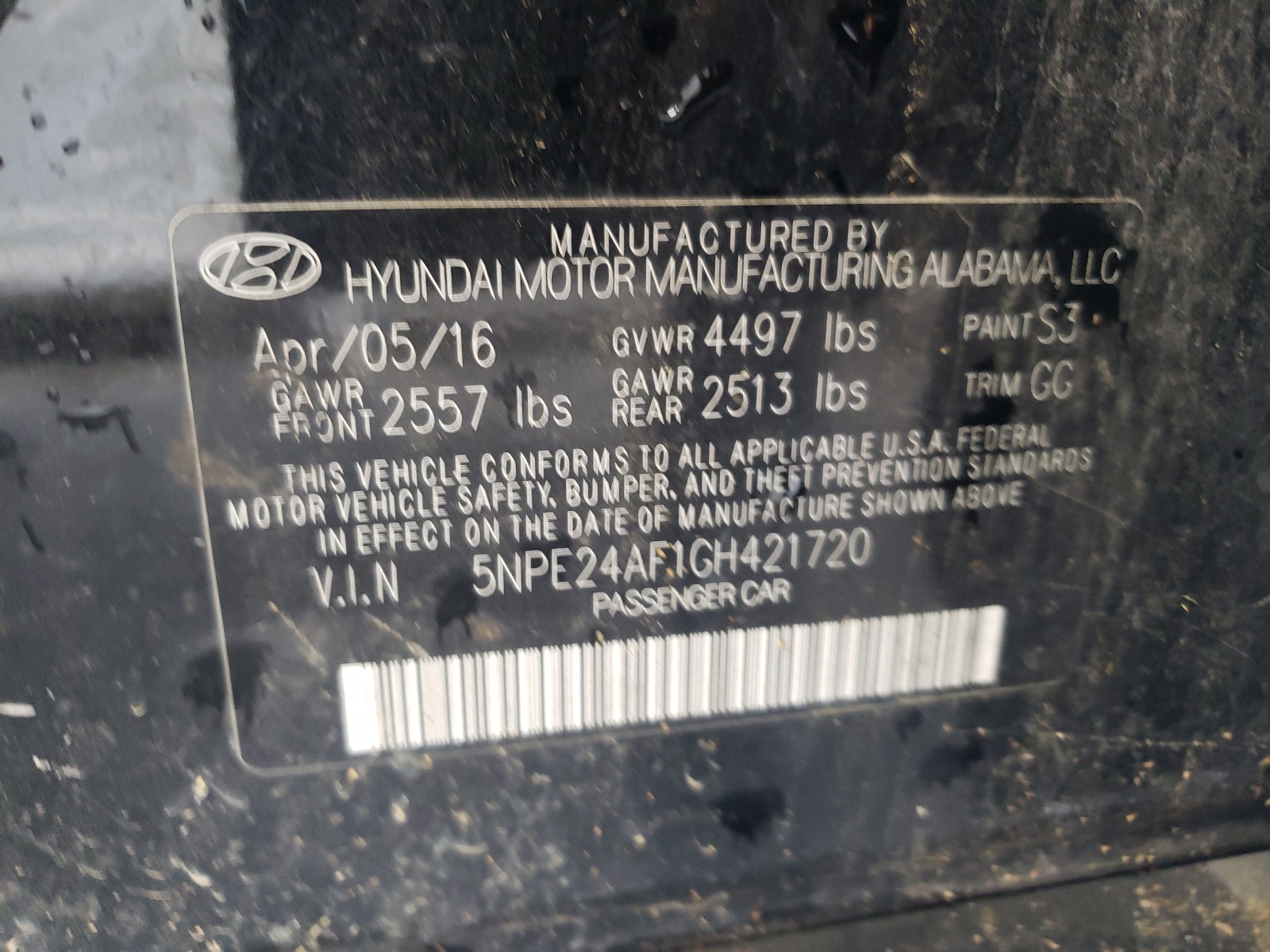 5NPE24AF1GH421720 2016 Hyundai Sonata Se