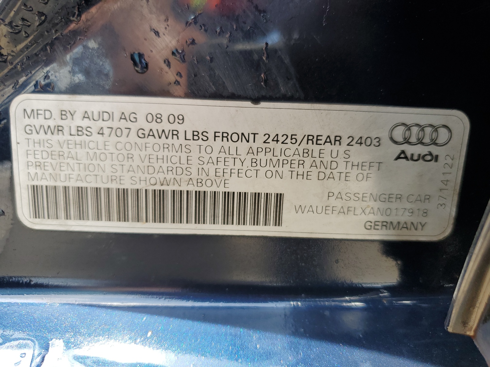 WAUEFAFLXAN017918 2010 Audi A4 Premium Plus