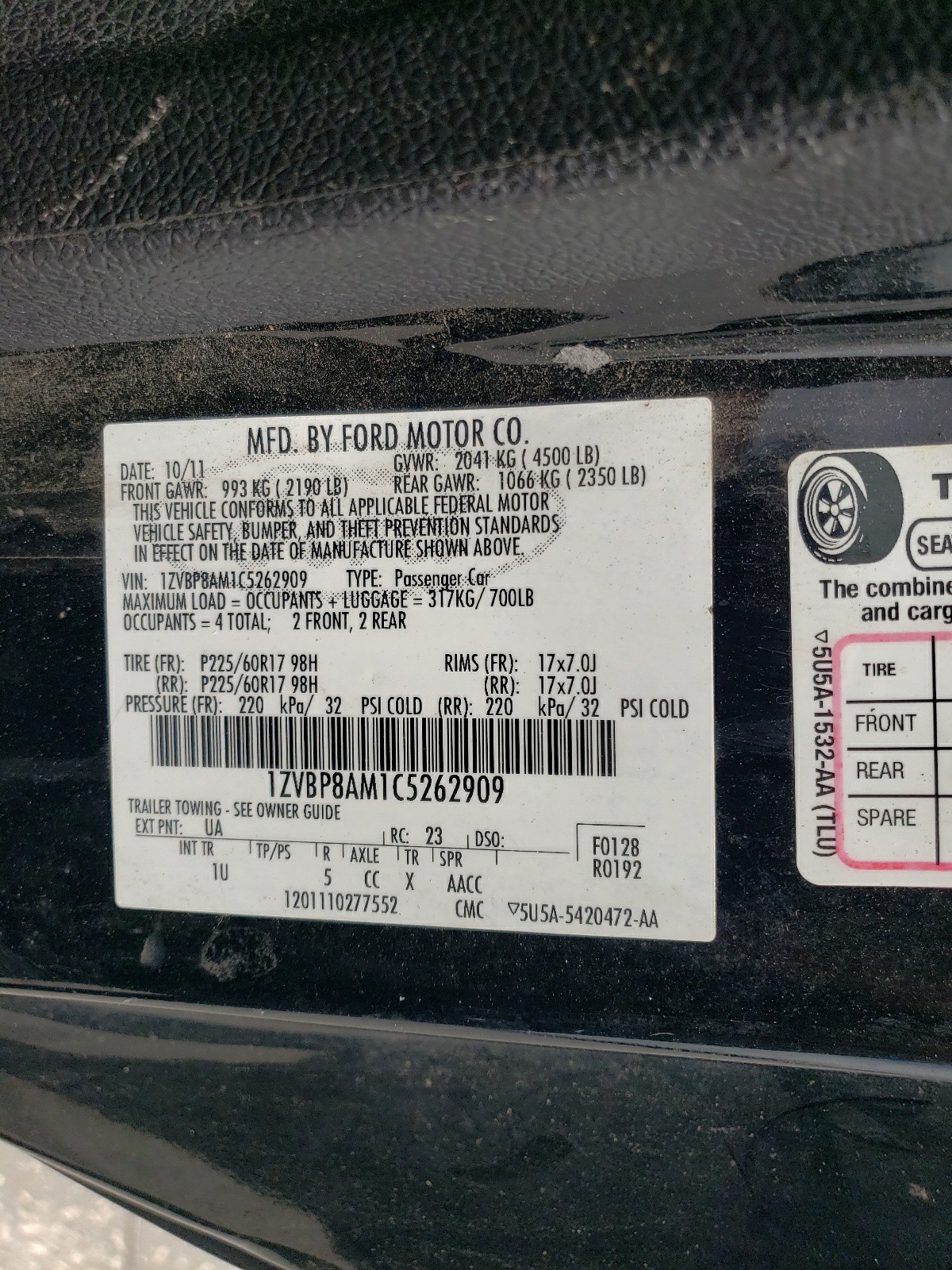 1ZVBP8AM1C5262909 2012 Ford Mustang