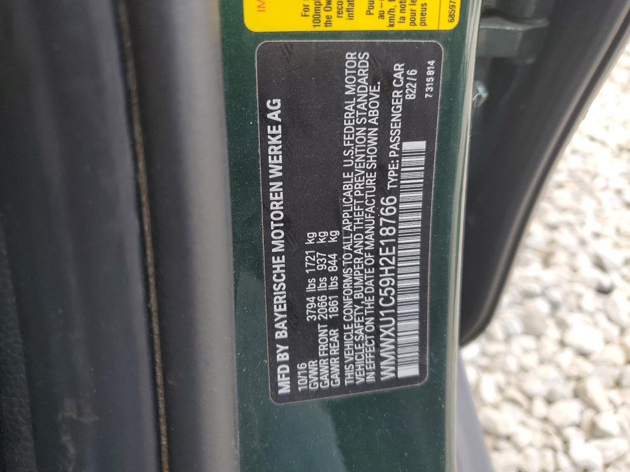 2017 Mini Cooper VIN: WMWXU1C59H2E18766 Lot: 63517074