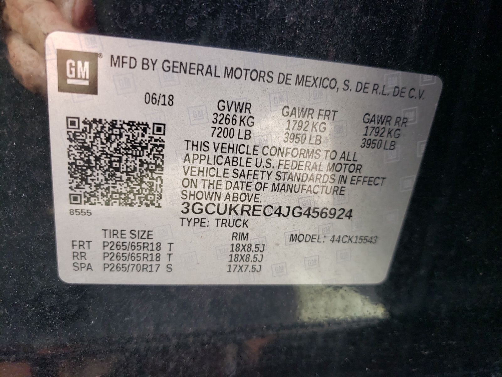 3GCUKREC4JG456924 2018 Chevrolet Silverado K1500 Lt