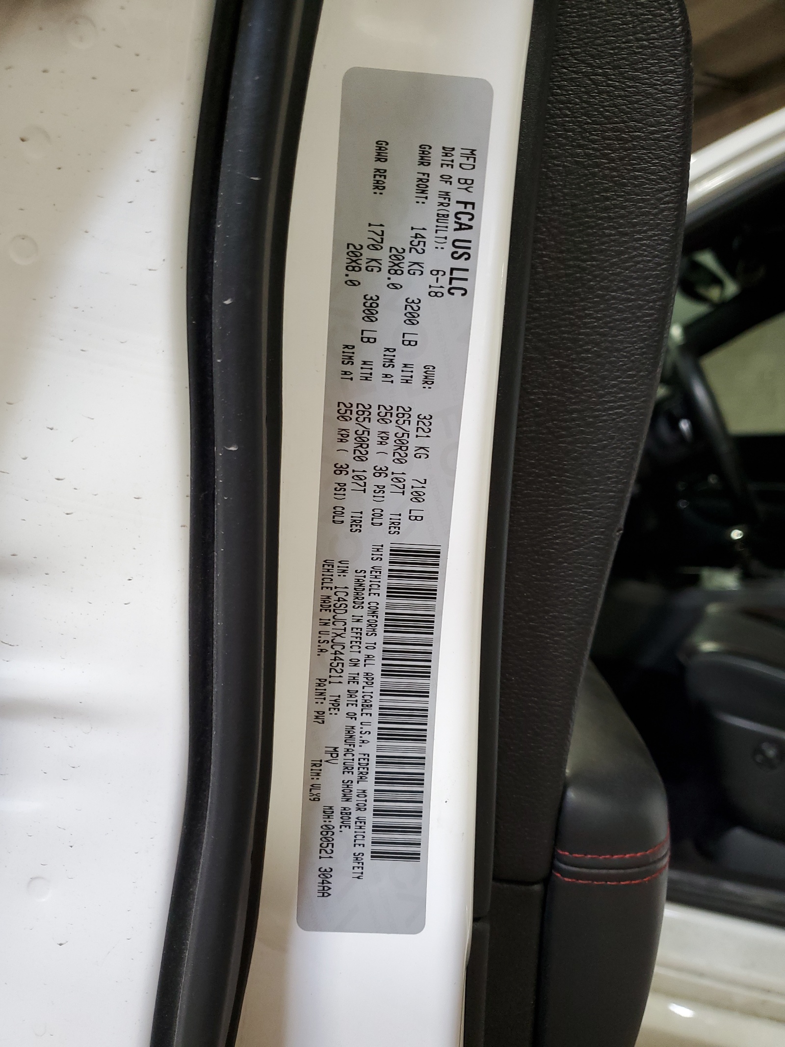 1C4SDJCTXJC445211 2018 Dodge Durango R/T