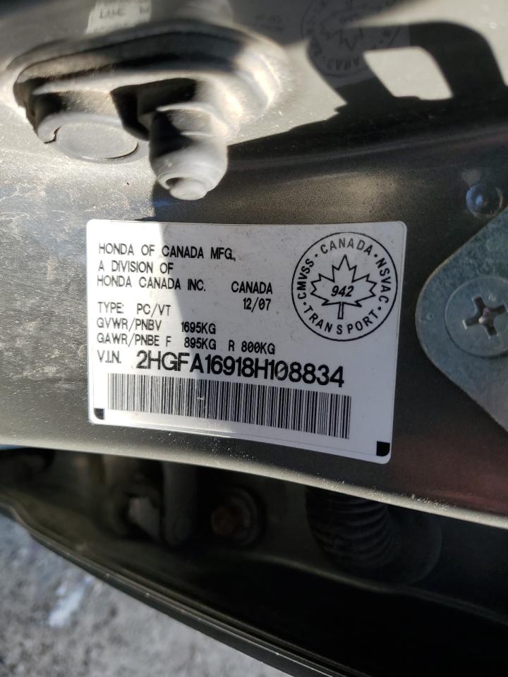 2HGFA16918H108834 2008 Honda Civic Exl