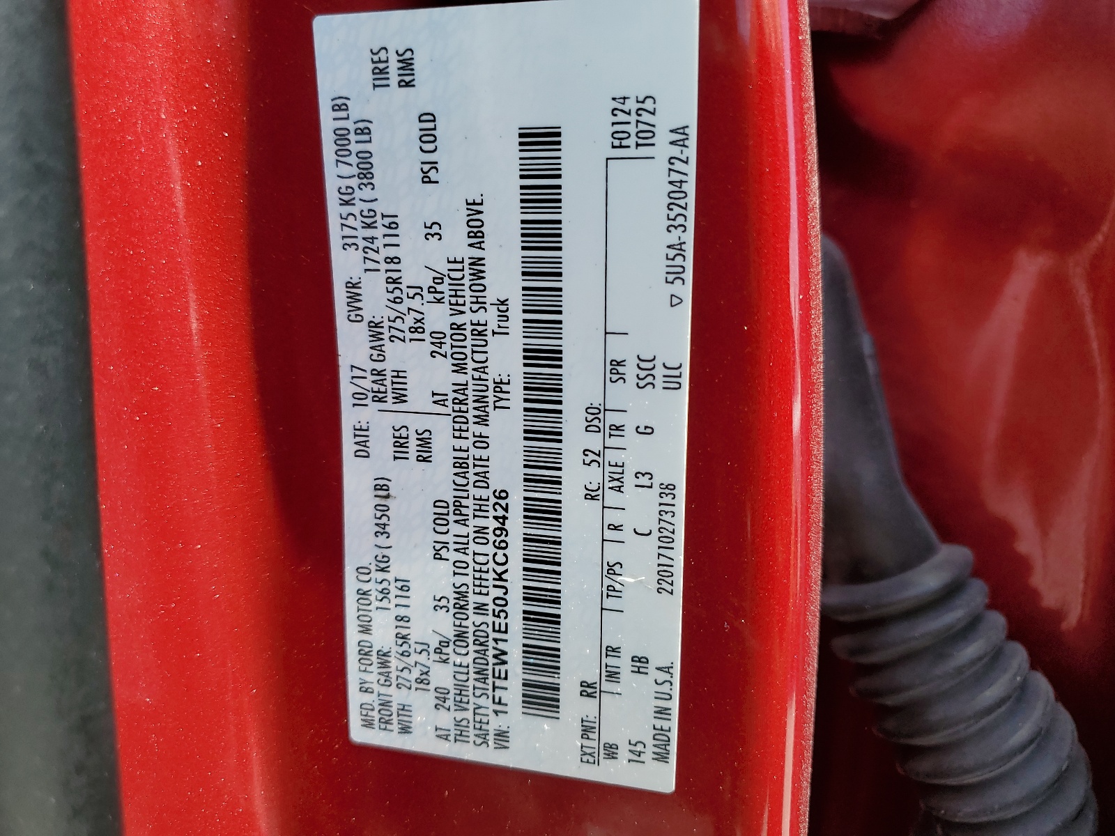 1FTEW1E50JKC69426 2018 Ford F150 Supercrew