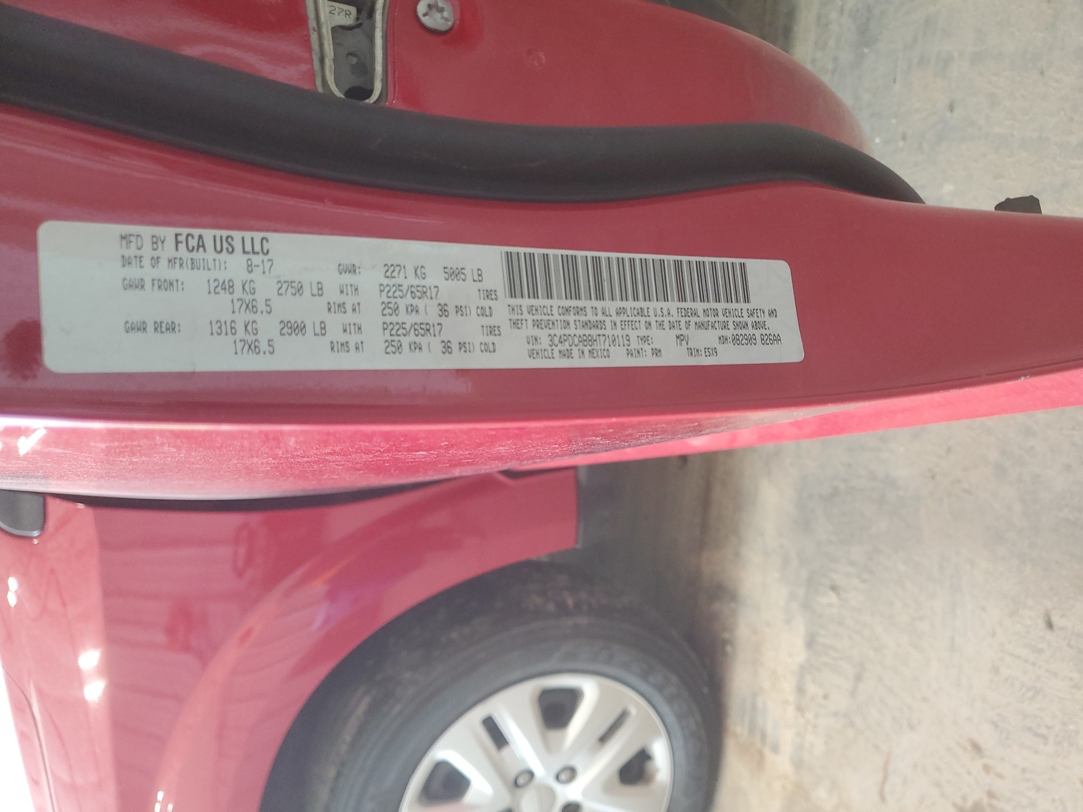 3C4PDCAB8HT710119 2017 Dodge Journey Se