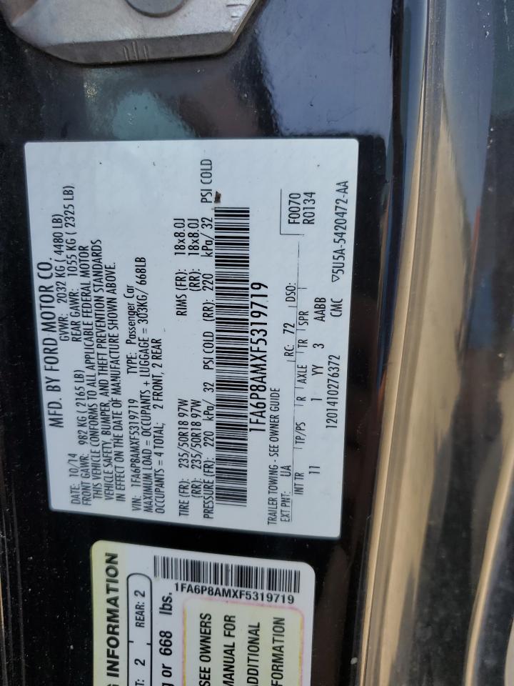 2015 Ford Mustang VIN: 1FA6P8AMXF5319719 Lot: 61385224