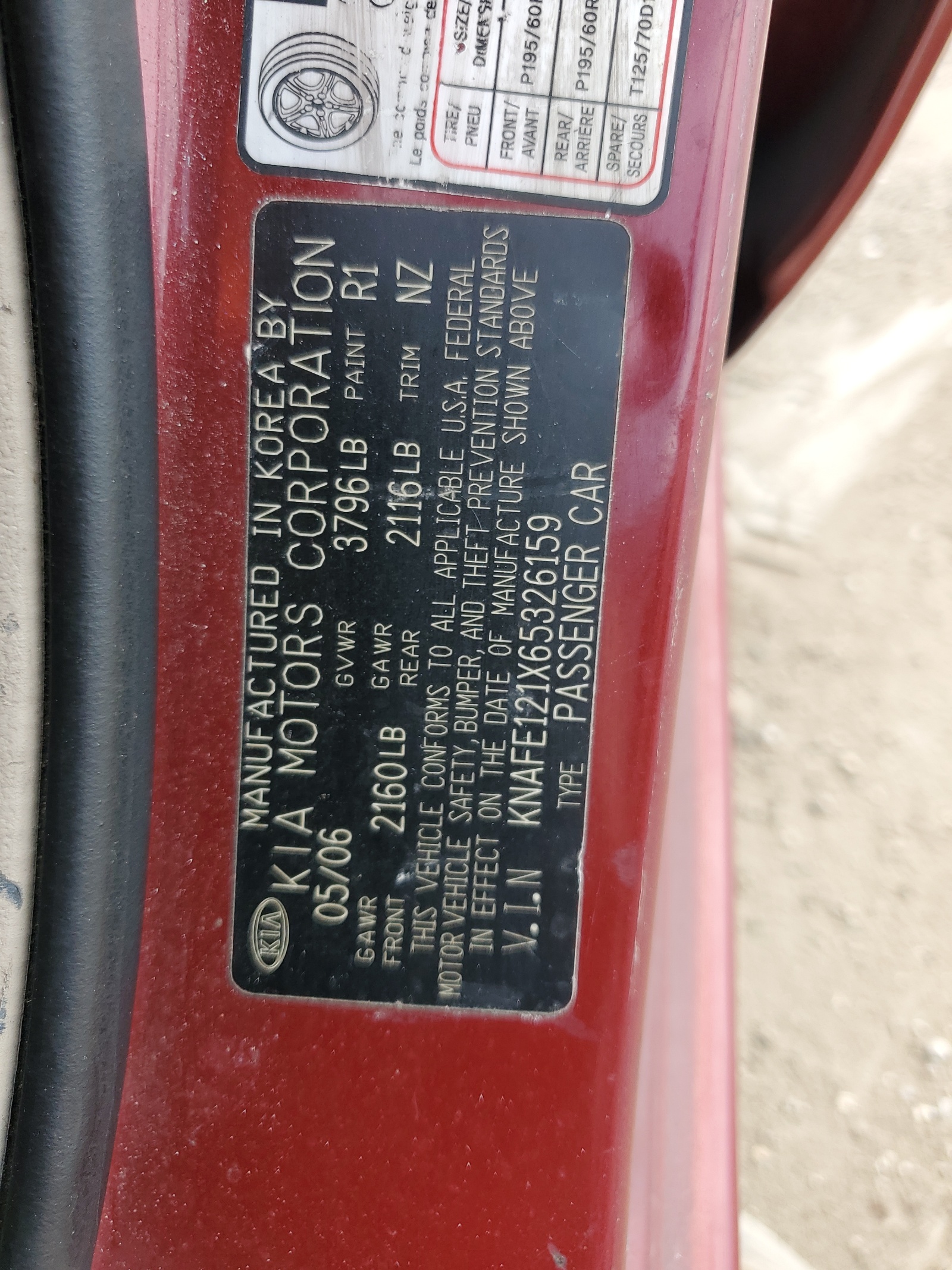 KNAFE121X65326159 2006 Kia Spectra Lx