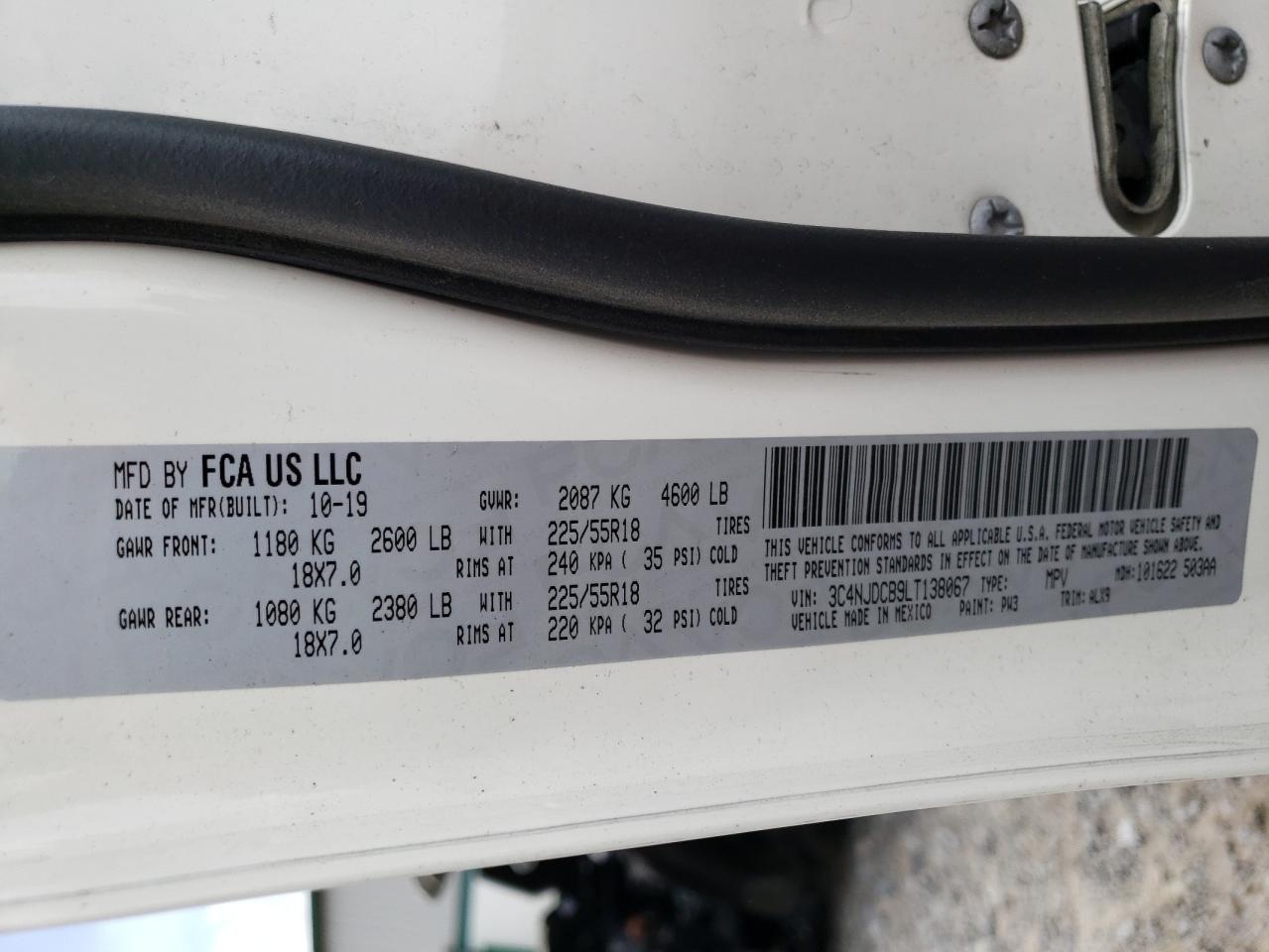 2020 Jeep Compass Limited VIN: 3C4NJDCB9LT138067 Lot: 61405764