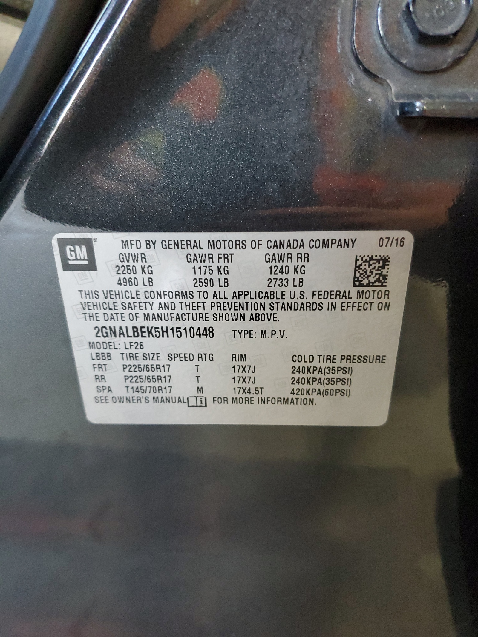 2GNALBEK5H1510448 2017 Chevrolet Equinox Ls