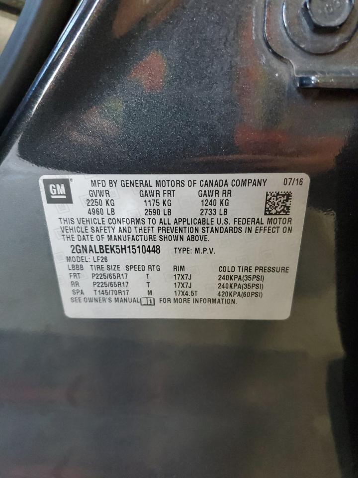 2017 Chevrolet Equinox Ls VIN: 2GNALBEK5H1510448 Lot: 63119174