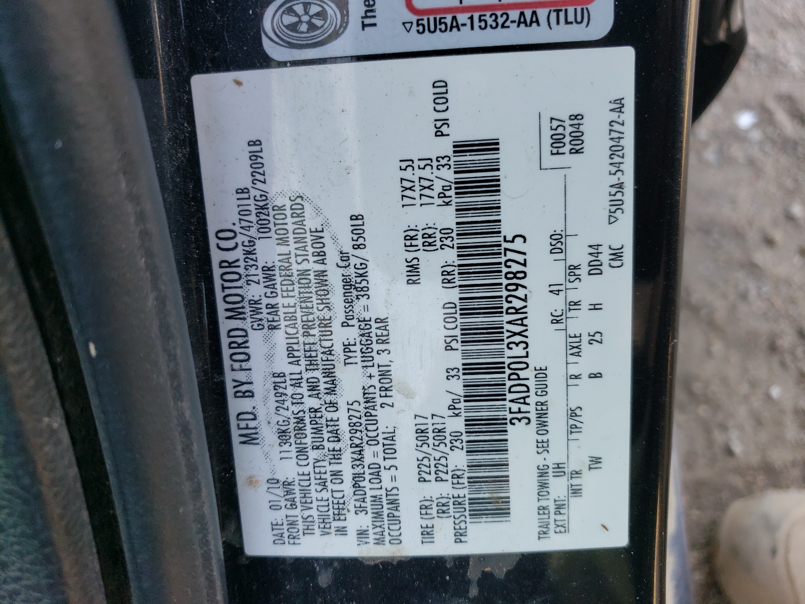 3FADP0L3XAR298275 2010 Ford Fusion Hybrid