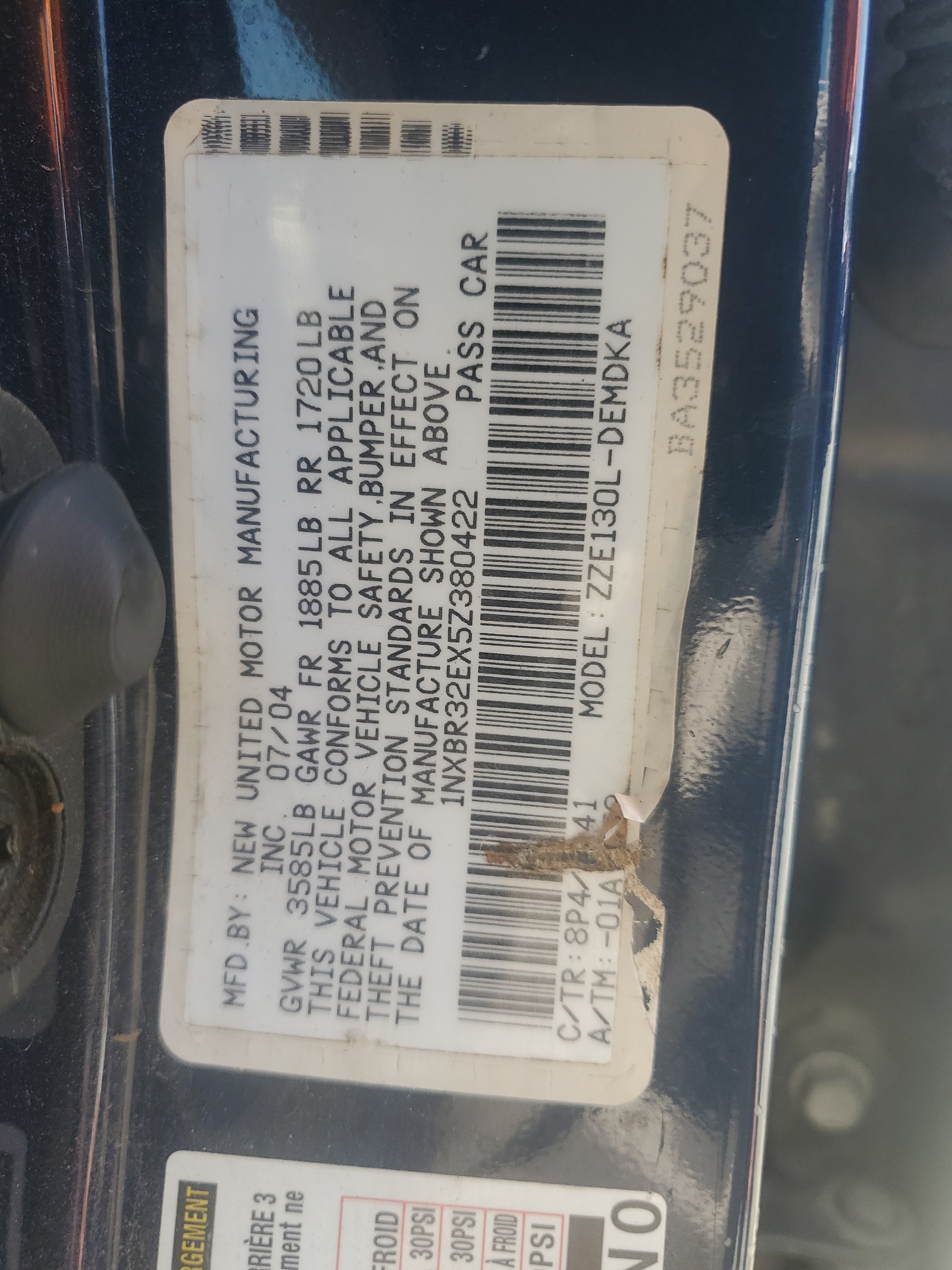 1NXBR32EX5Z380422 2005 Toyota Corolla Ce