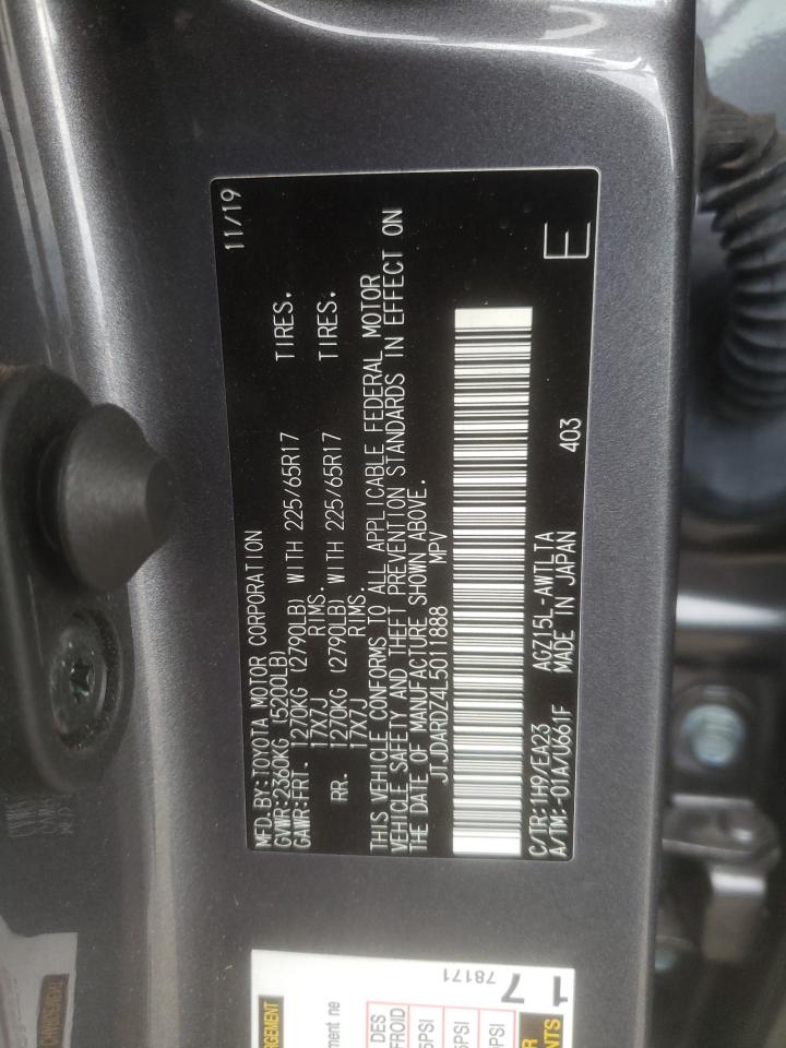 2020 Lexus Nx 300 VIN: JTJDARDZ4L5011888 Lot: 64503154