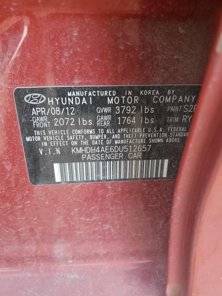 2013 Hyundai Elantra Gls VIN: KMHDH4AE6DU512657 Lot: 62513694