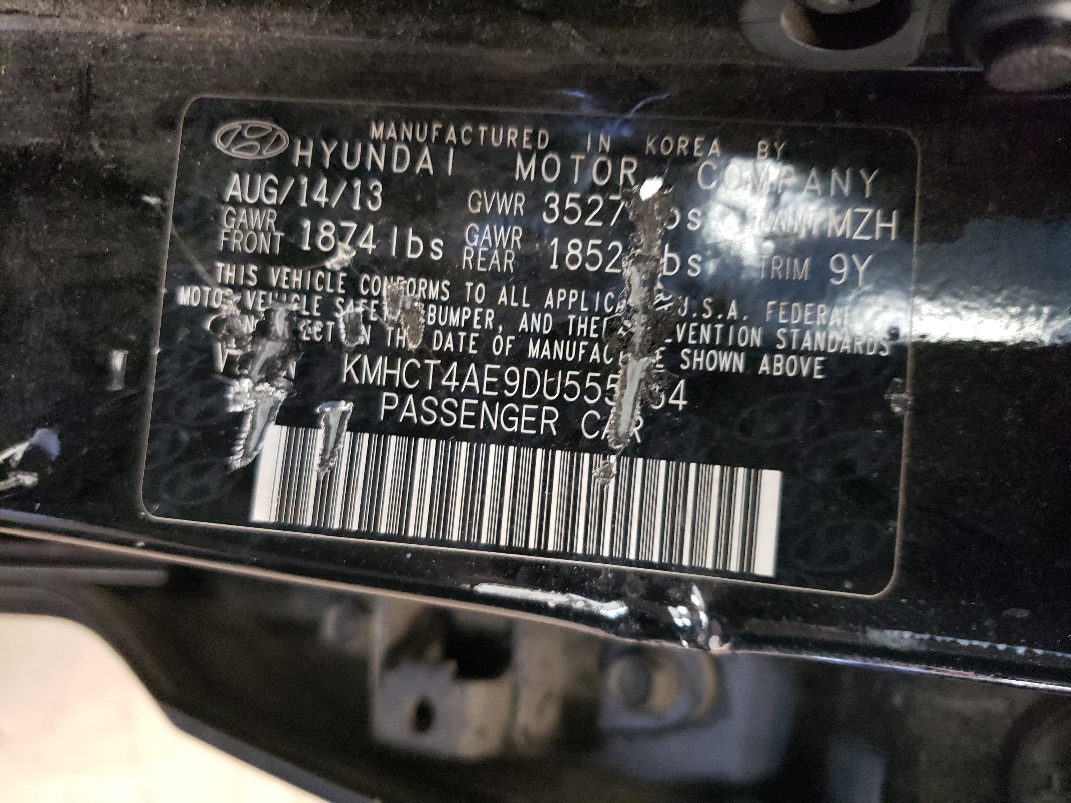 KMHCT4AE9DU555464 2013 Hyundai Accent Gls