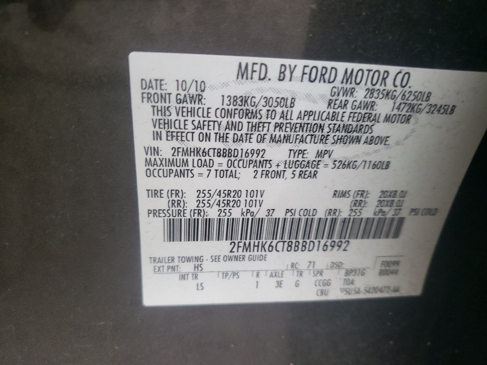 2FMHK6CT8BBD16992 2011 Ford Flex Sel