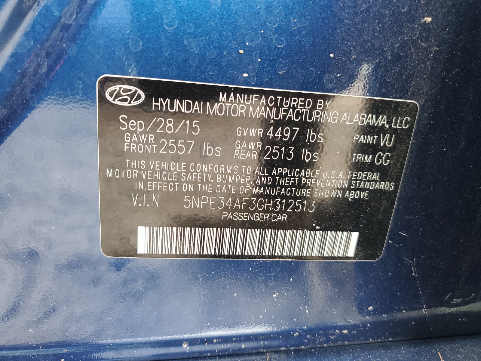5NPE34AF3GH312513 2016 Hyundai Sonata Sport