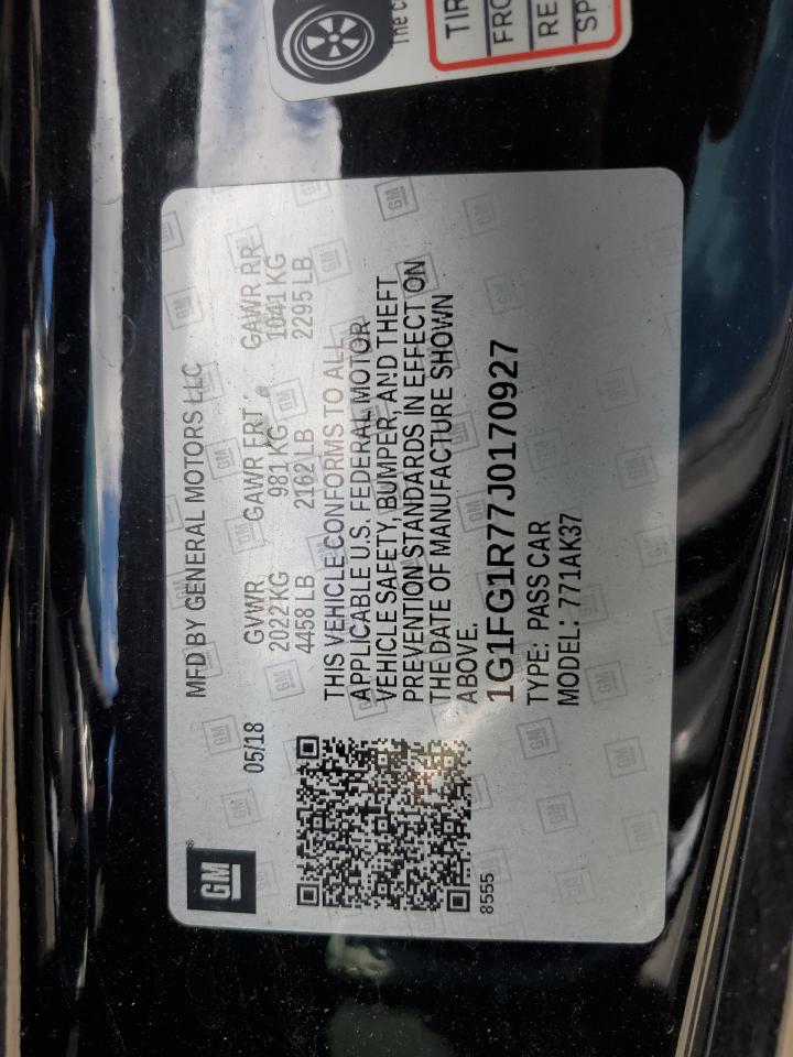 2018 Chevrolet Camaro Ss VIN: 1G1FG1R77J0170927 Lot: 61709734