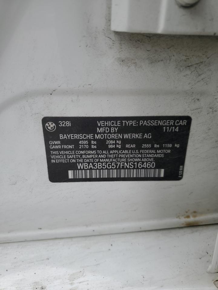 2015 BMW 328 Xi Sulev VIN: WBA3B5G57FNS16460 Lot: 62253684