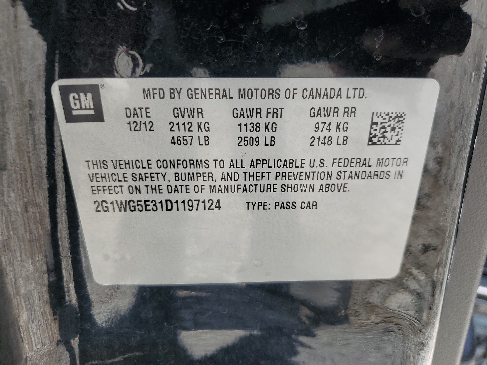 2G1WG5E31D1197124 2013 Chevrolet Impala Lt