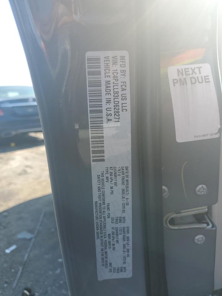 2020 Jeep Cherokee Latitude Plus VIN: 1C4PJLLB3LD628271 Lot: 61797684