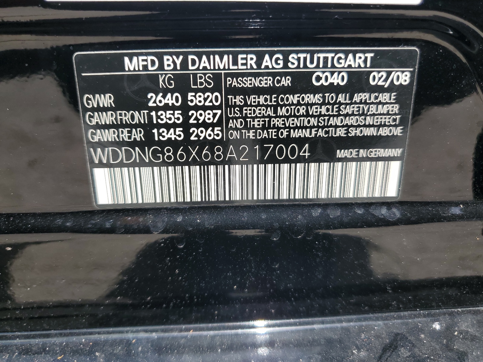 WDDNG86X68A217004 2008 Mercedes-Benz S 550 4Matic