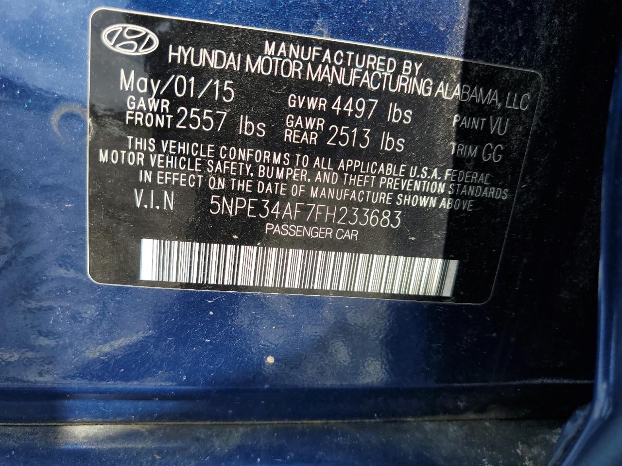 5NPE34AF7FH233683 2015 Hyundai Sonata Sport