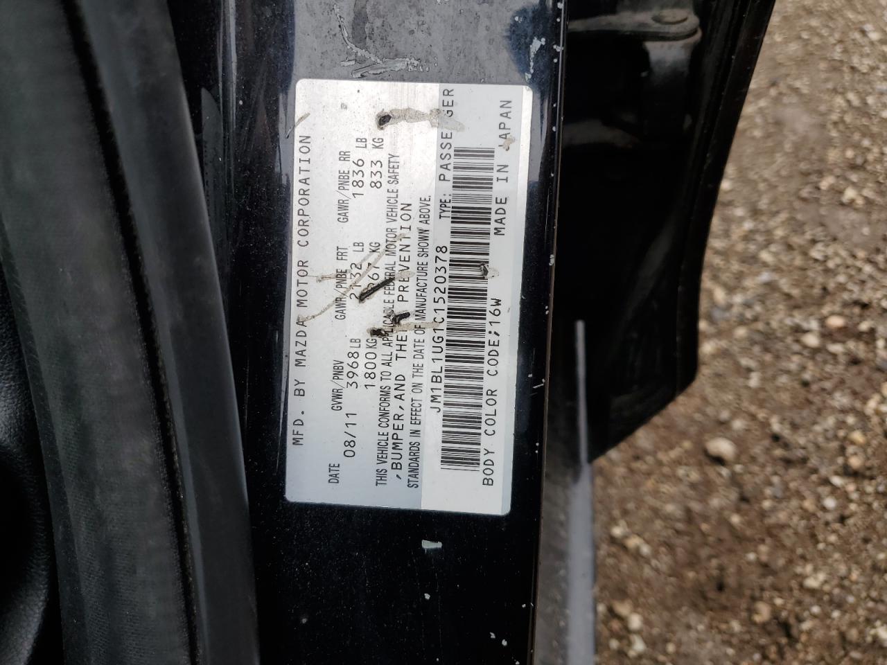 2012 Mazda 3 I VIN: JM1BL1UG1C1520378 Lot: 61726074