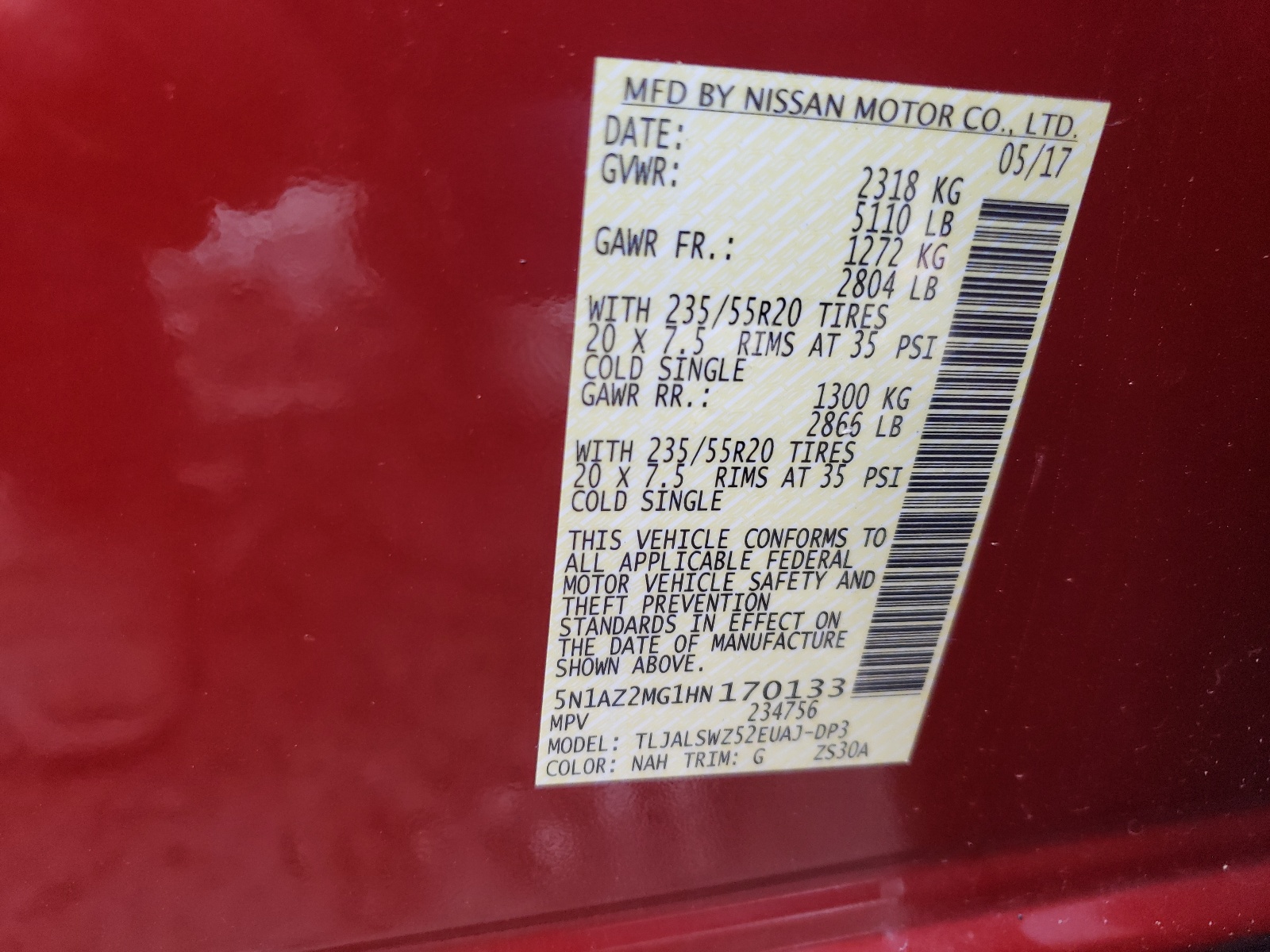 5N1AZ2MG1HN170133 2017 Nissan Murano S