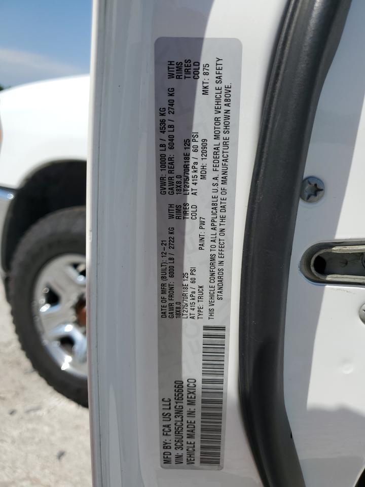 2022 Ram 2500 Tradesman VIN: 3C6UR5CL3NG165660 Lot: 65153334