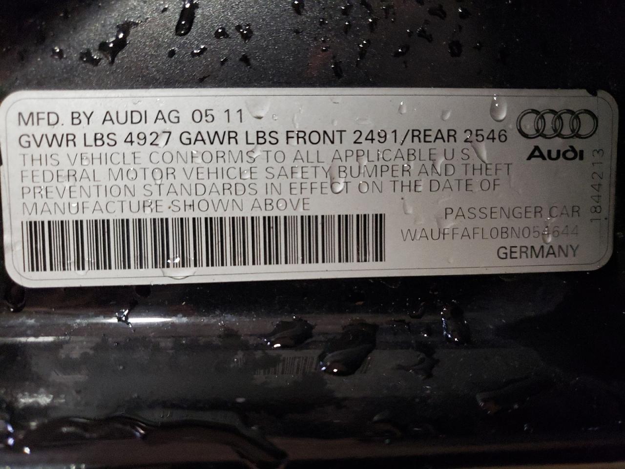 2011 Audi A4 Premium Plus VIN: WAUFFAFL0BN054644 Lot: 62432944