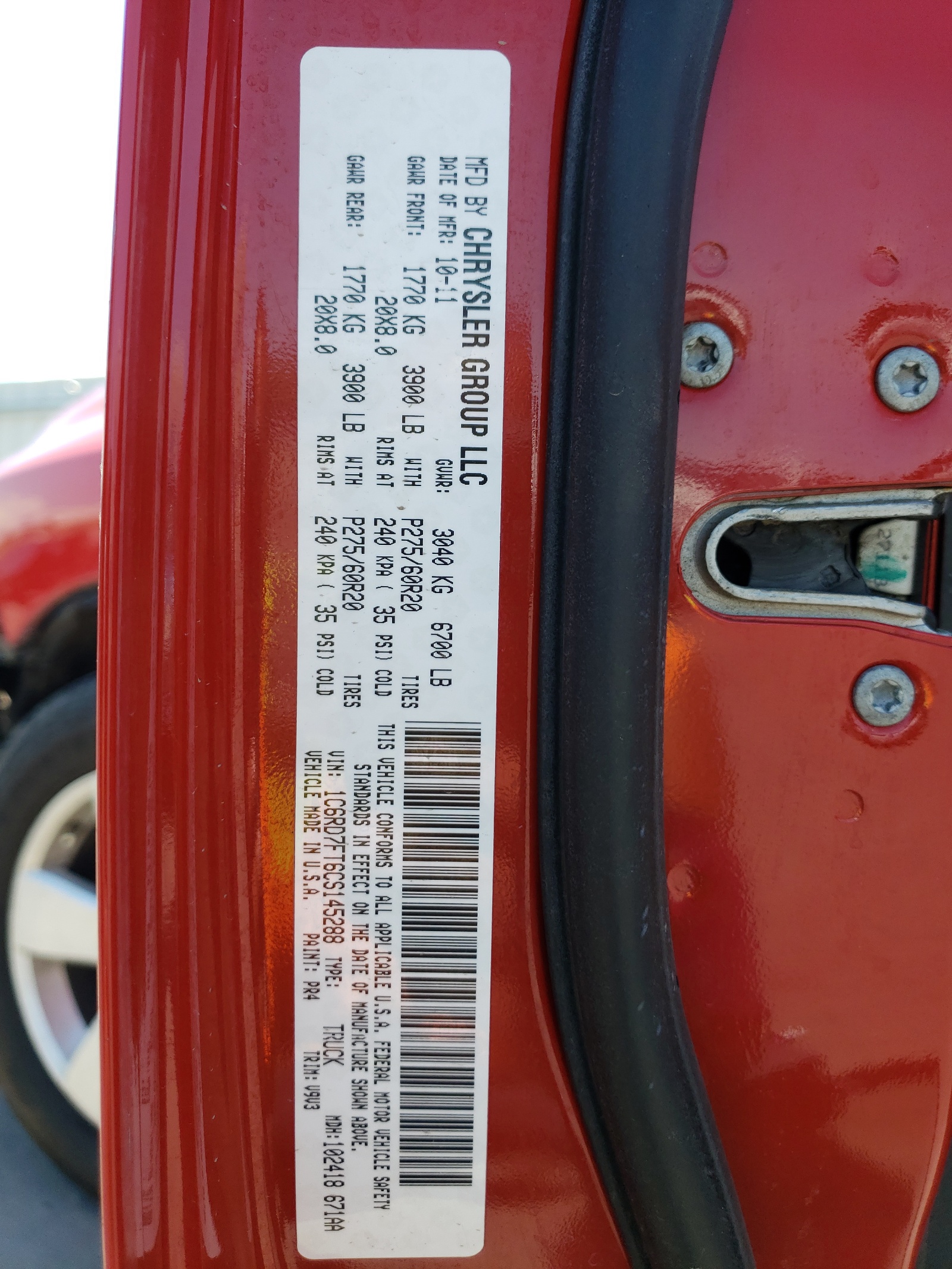 1C6RD7FT6CS145288 2012 Dodge Ram 1500 St