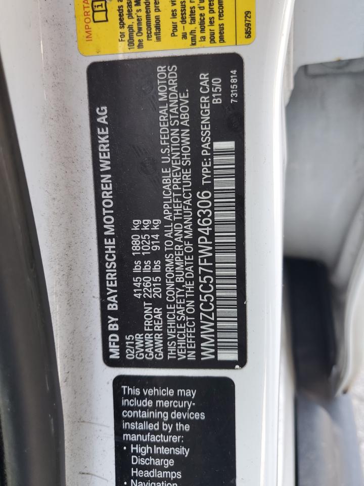 2015 Mini Cooper S Countryman VIN: WMWZC5C57FWP46306 Lot: 62548794