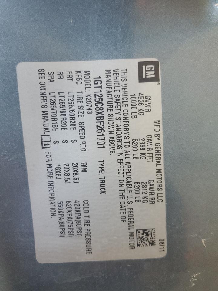 2011 GMC Sierra K2500 Denali VIN: 1GT125C8XBF261701 Lot: 61968804