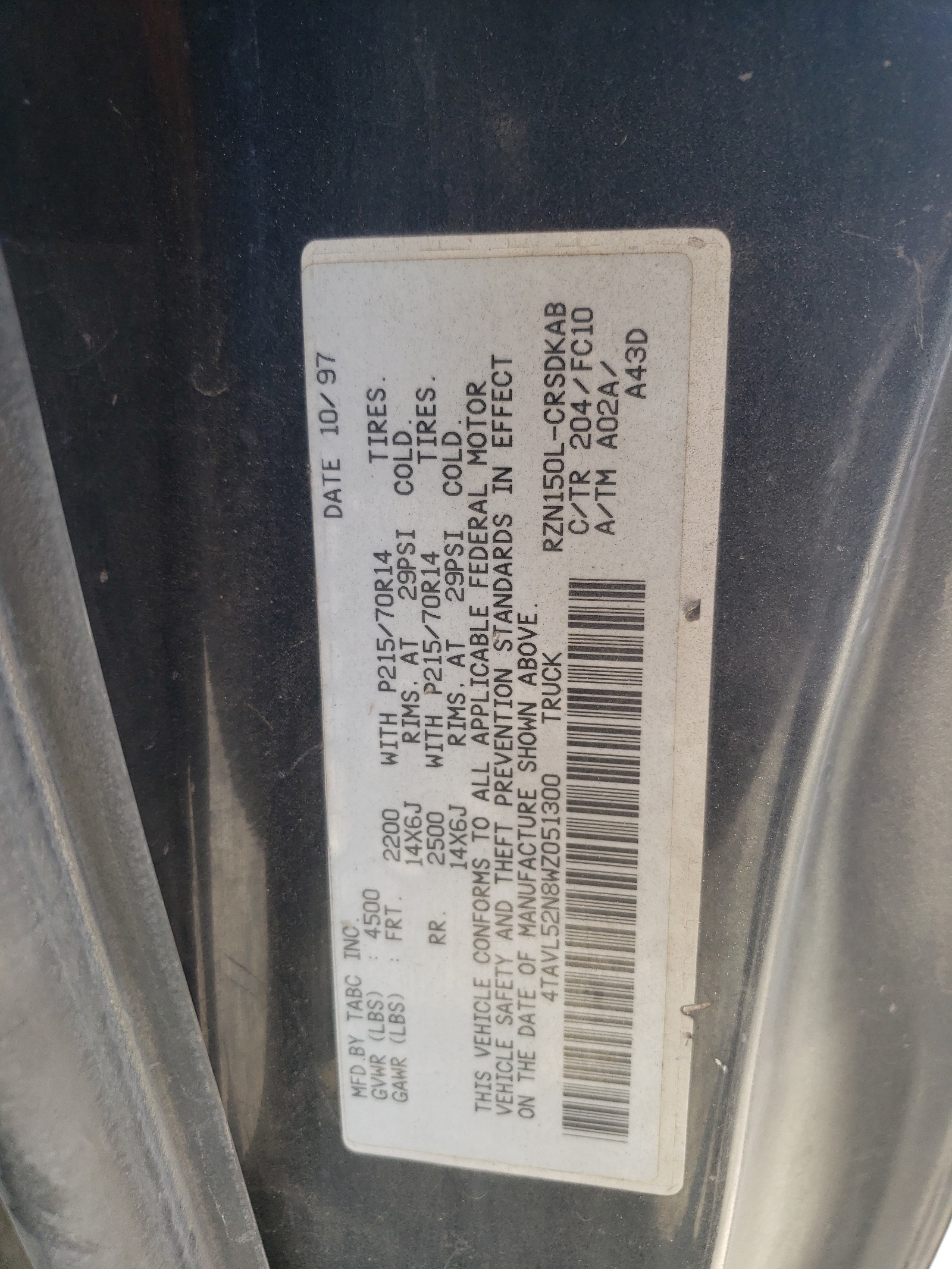 4TAVL52N8WZ051300 1998 Toyota Tacoma Xtracab