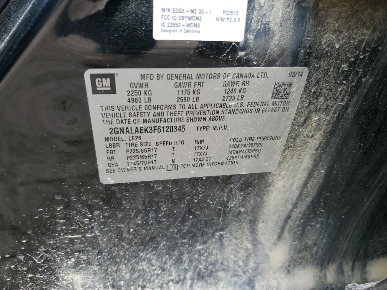 2015 Chevrolet Equinox Ls VIN: 2GNALAEK3F6120345 Lot: 62809404