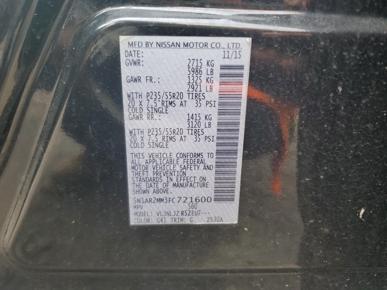 5N1AR2MM3FC721600 2015 Nissan Pathfinder S